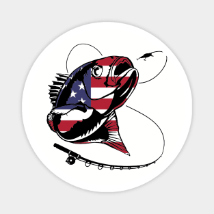 4th of July Fishing American Flag Magnet